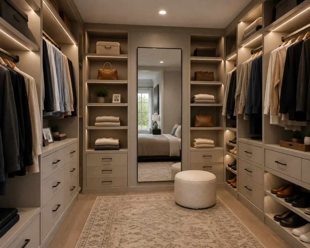 Custom closet storage upgrade during bedroom remodel